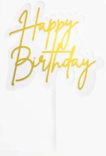 Happy Birthday Elegant Cake Topper - Gold - Click Image to Close